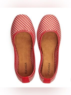 Fuchsia Women’s Ruby Stride-Red Check Slip-On Flats